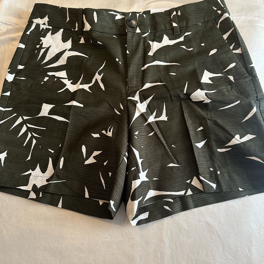 Ann Taylor Green and White Flat Front Shorts